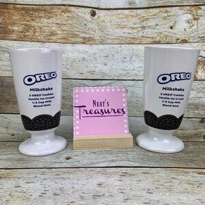 1990s OREO MIlKSHAKE Ceramic Smooth 16 oz Footed Recipe Ice Cream Mugs Set of 2